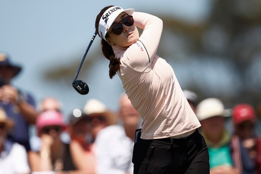 Hanah Green tees off during the second round of the Australian Open.