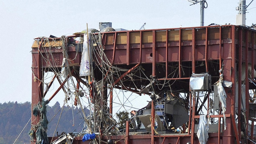 Building in Tanohata, Japan, destroyed in quake