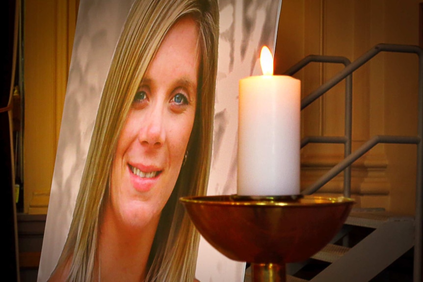 Tara Costigan funeral photo and candle