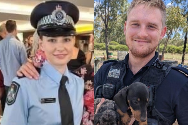 Composite of Rachel McCrow and Matthew Arnold in uniform