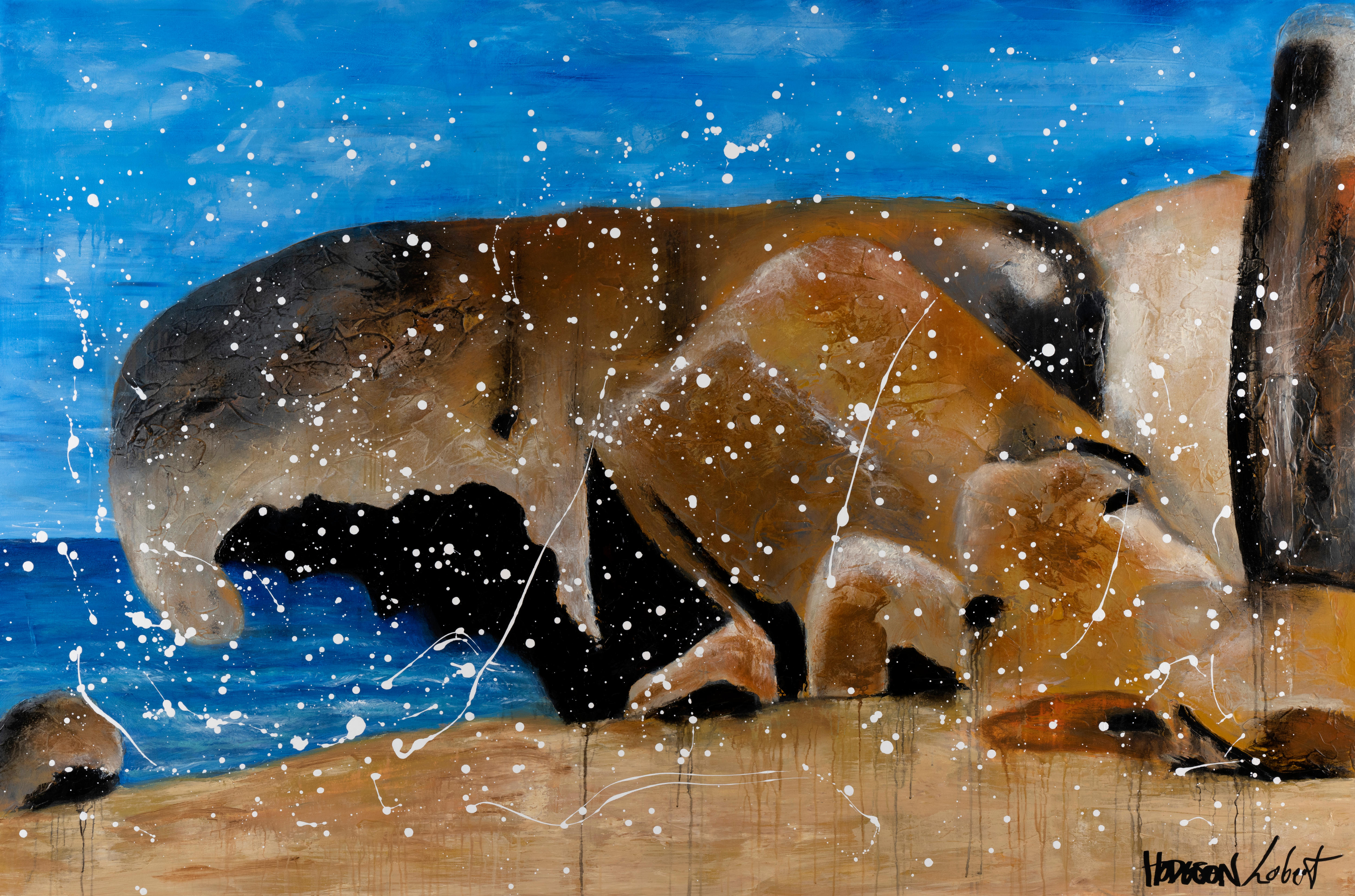 A painting of Kangaroo Island's Remarkable Rocks.