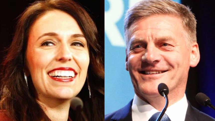 Jacinda Ardern and Bill English in a composite from election night