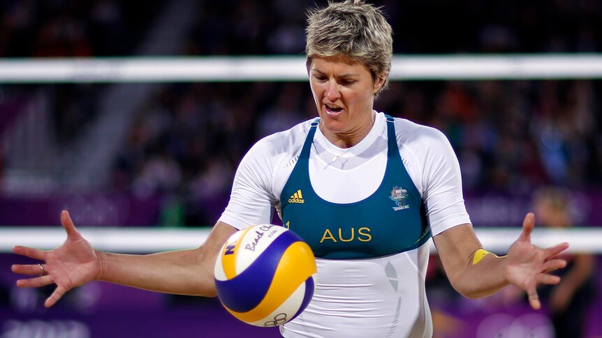 Nat Cook prepares to serve at the London 2012 Olympic Games.