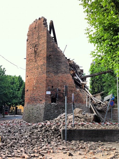 An old-style building is in ruins in San Felice sul Panaro after the quake.