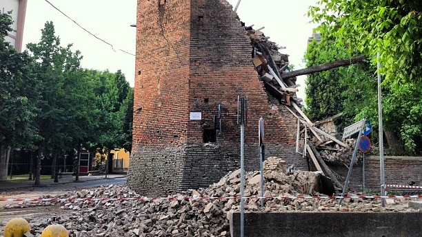 An old-style building is in ruins in San Felice sul Panaro after the quake.