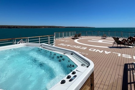 A helipad and spa on a superyact deck