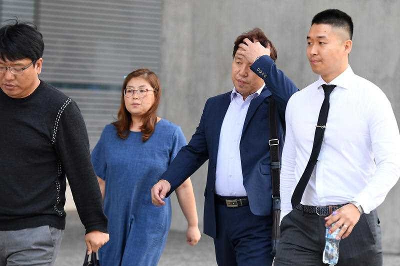 The parents of murdered Korean student Eunji Ban (2nd and 3rd left)