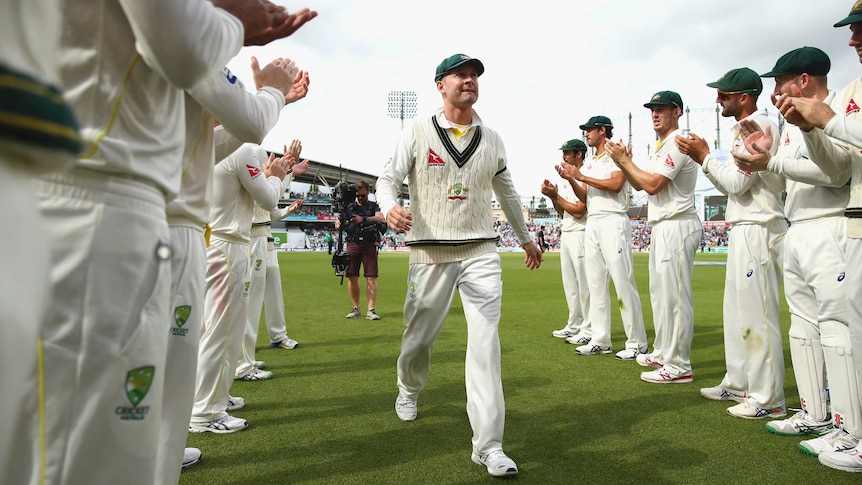 Australia's Michael Clarke walks off ground after his last Test match against England at The Oval.