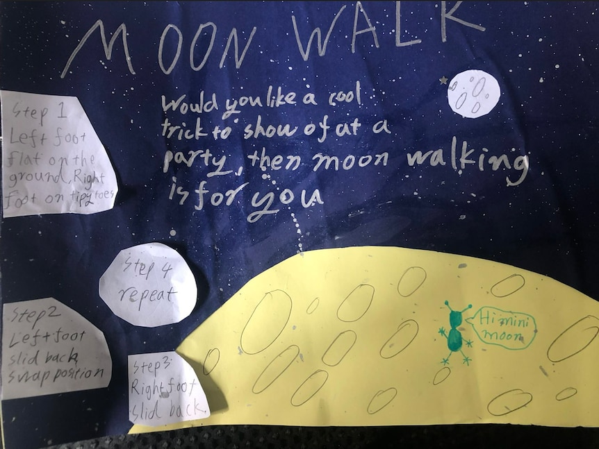 A poster showing the viewer how to moon walk. 