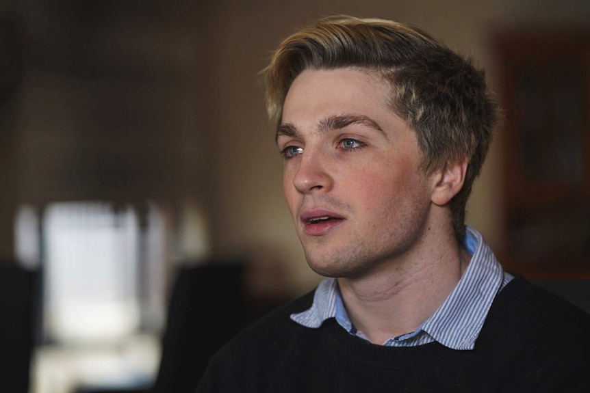 A head-and-shoulders shot of former WAFL player and Hearthstone gamer Alex Ridley talking and looking off camera.