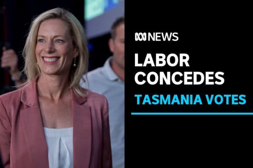 Labor Concedes, Tasmania Votes: Rebecca White smiles in party room on election night.
