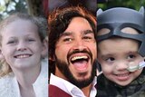 Summer Farrelly, Johnathan Thurston and Eli Vale all smile in a composite photo