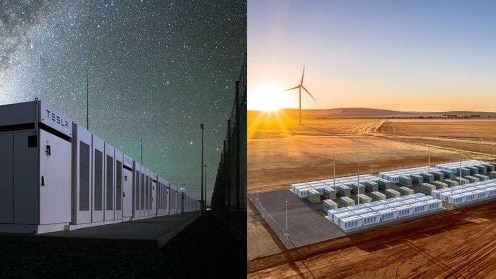 Concept images of battery storage and windfarm sites.