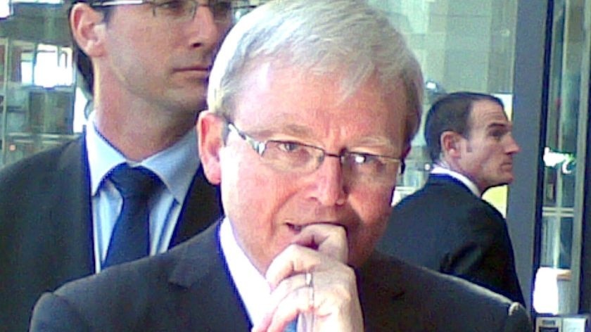 Prime Minister Kevin Rudd deep in thought