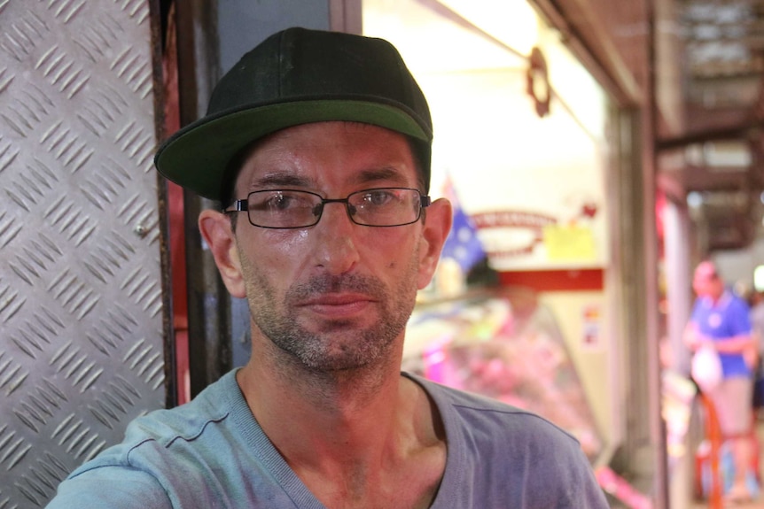 Davide Alberti looks at the camera at Melbourne's Queen Victoria Market.