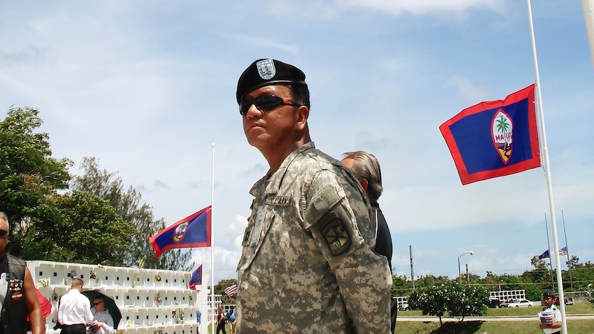 A memorial day service in Guam