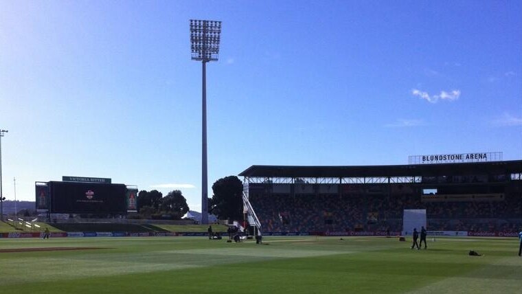 Setting the scene... Bellerive Oval bathes in sunshine before play on day four.