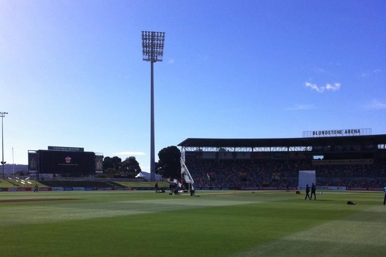 Setting the scene... Bellerive Oval bathes in sunshine before play on day four.