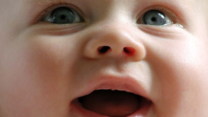 close up of a baby's face