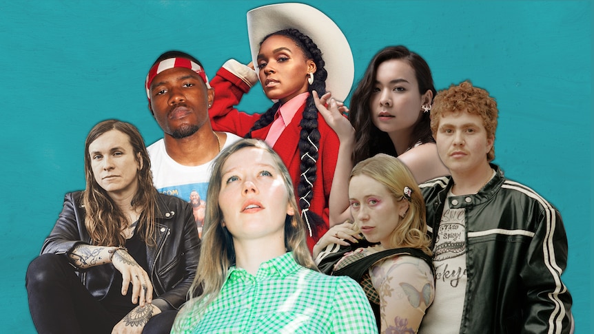 collage featuring Laura Jane Grace, Julia Jacklin, Frank Ocean, Mitski, Girlpool