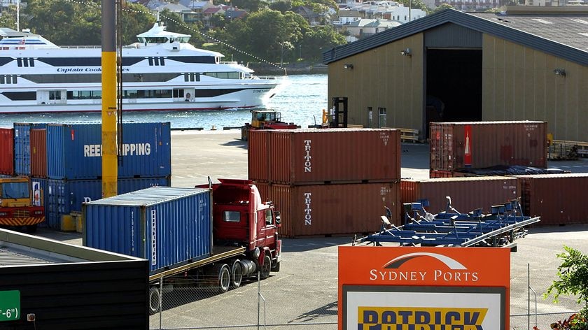 Containers at Patrick Corporation dock at Darling Harbour in Sydney.