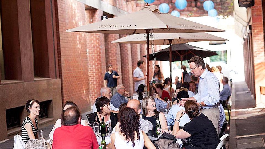 Dining in a city laneway