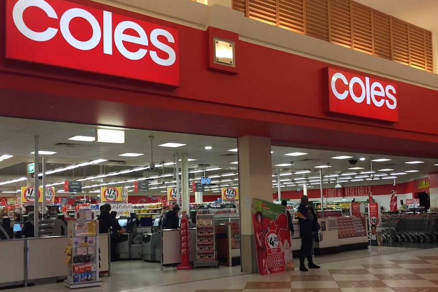 Coles supermarket entrance in Broadmeadows.