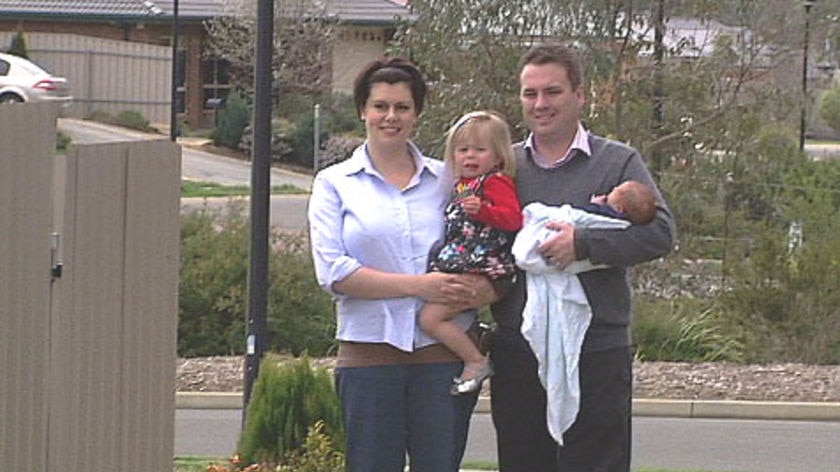 Liberal Jamie Briggs and his family after the Mayo poll