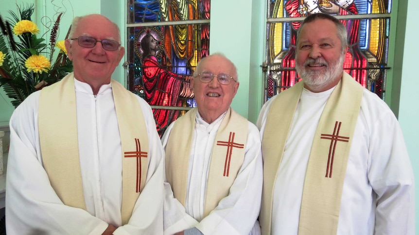 Catholic priests (left to right) Terry Loth, Terry Stallard and Robert Hollow