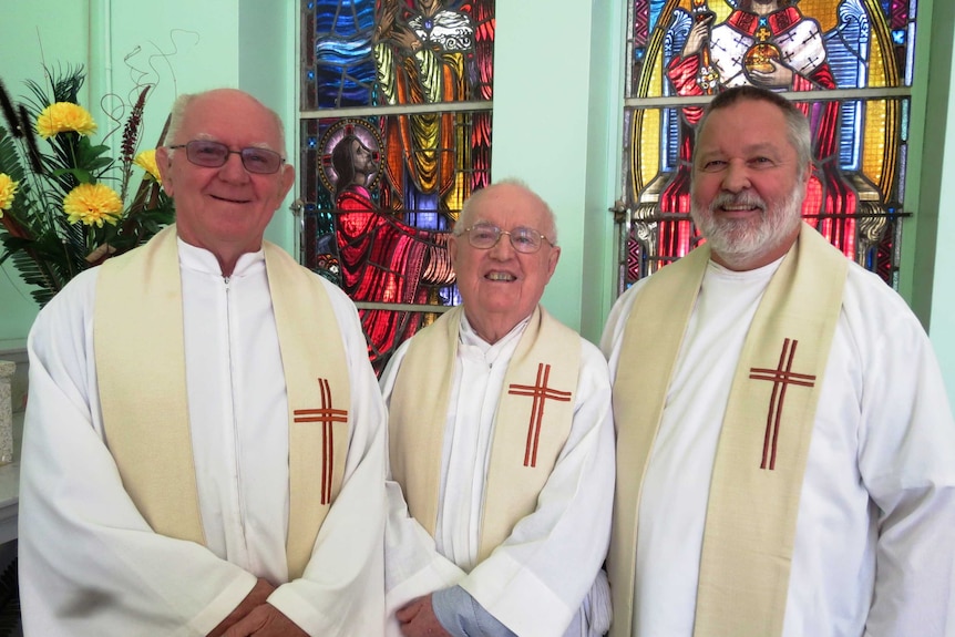 Catholic priests (left to right) Terry Loth, Terry Stallard and Robert Hollow