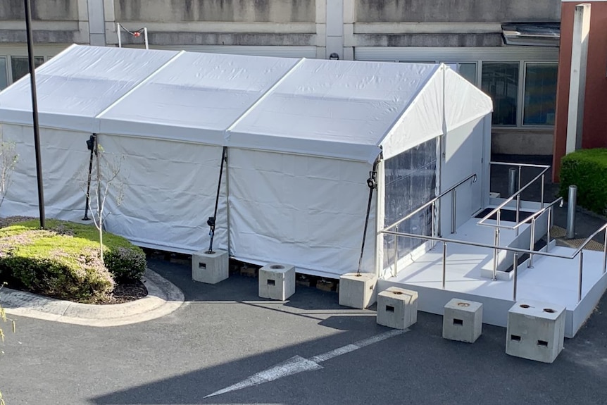 A photo of a temporary triage tent.