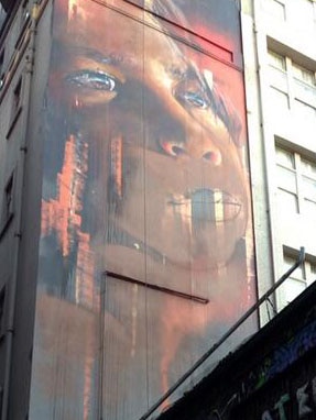 new 23 metre tall mural in Hosier Lane