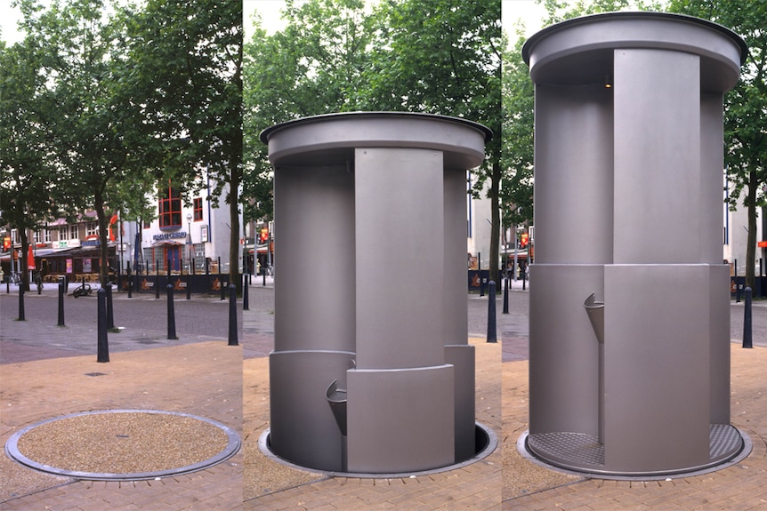 An example of pop-up public toilets