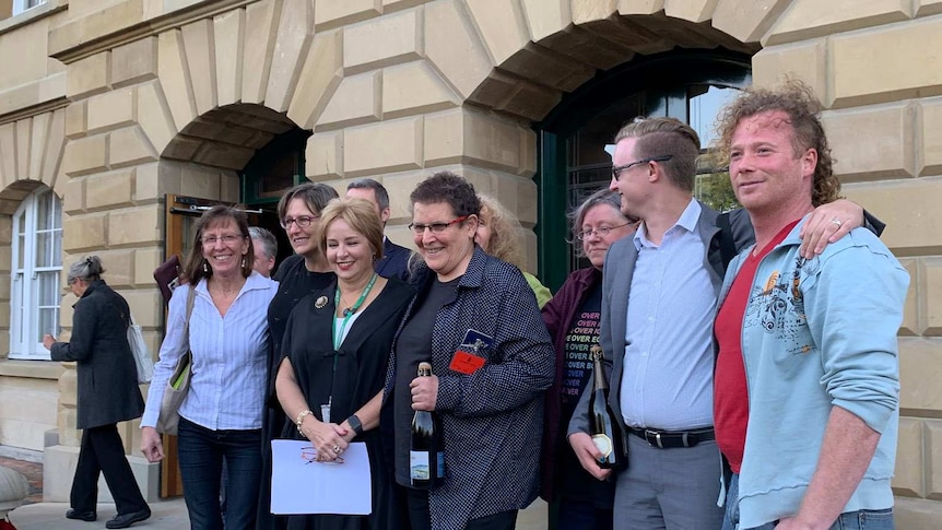 Sue Hickey with supporters