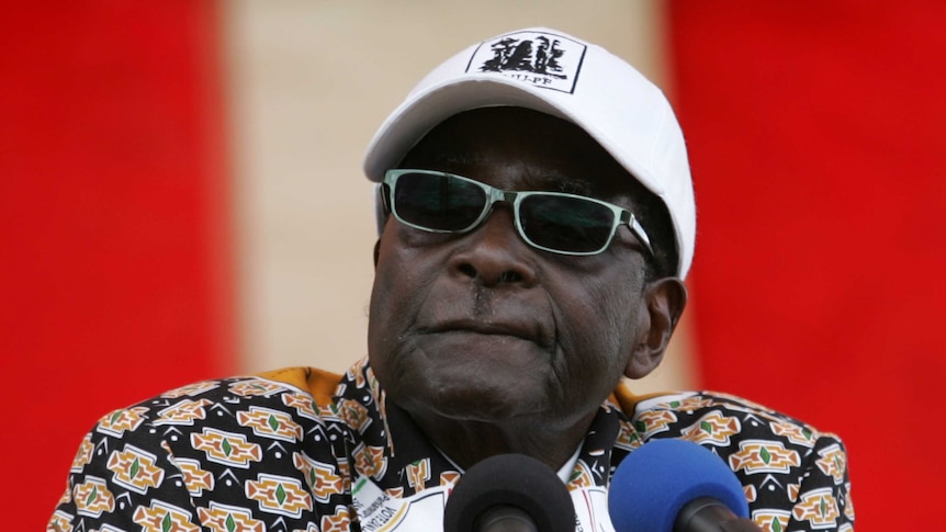 President Robert Mugabe addresses an election campaign rally at Nzvimbo