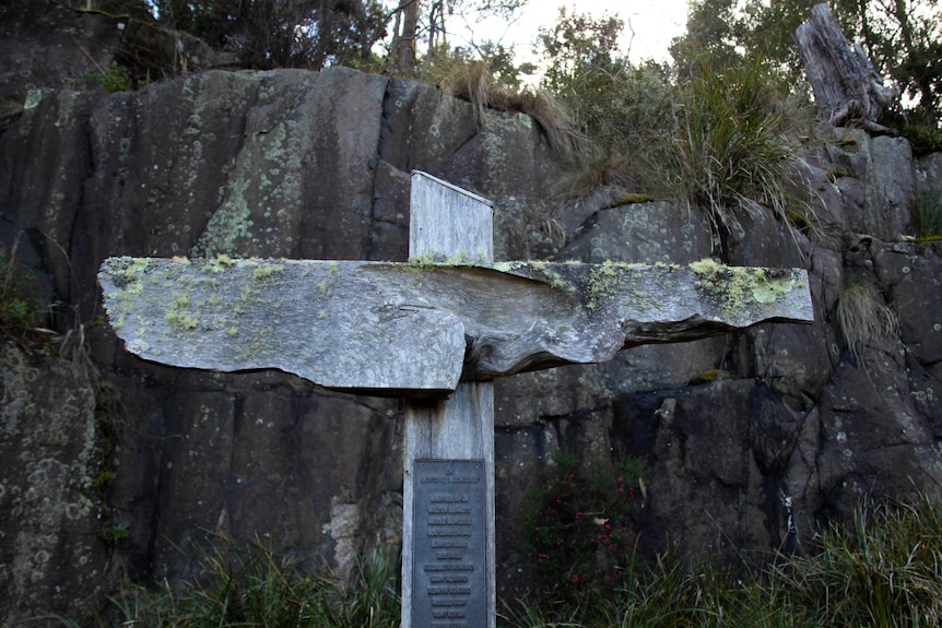 A cross in the location of the Port Arthur massacre.