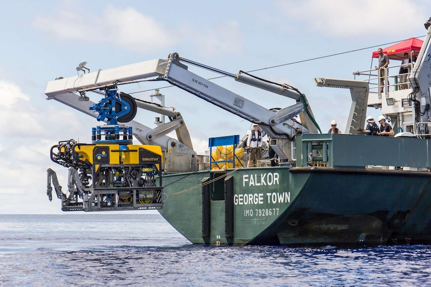 SuBastian ROV being lowered from the Falkor
