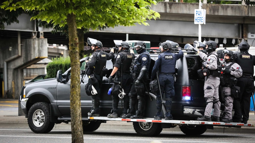 Portland police patrol downtown Portland