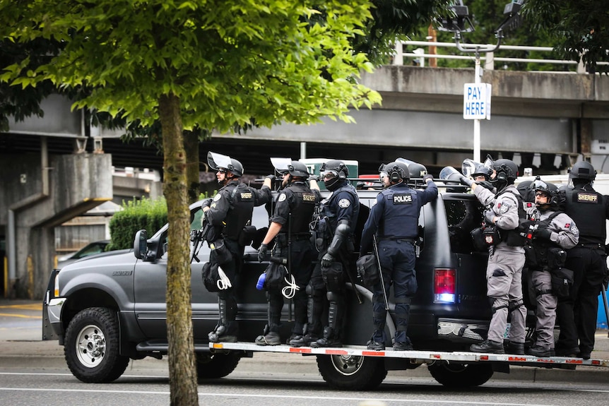Portland police patrol downtown Portland