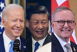 A composite image of Joe Biden, Xi Jinping and Anthony Albanese