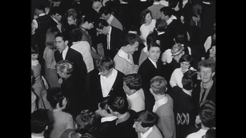 Old photo of teenagers at social dance