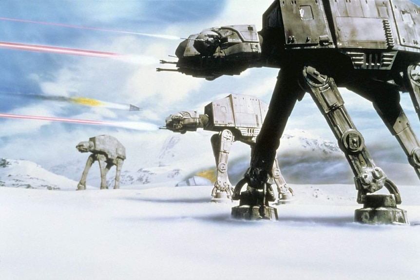 Giant ATAT walkers in action for the Hoth battle sequence