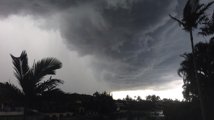 Dark skies over Bundall on the Gold Coast on Tuesday afternoon