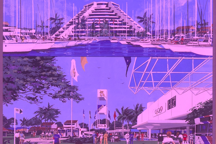 Artist impression of Olympic buildings in Brisbane in 1992.