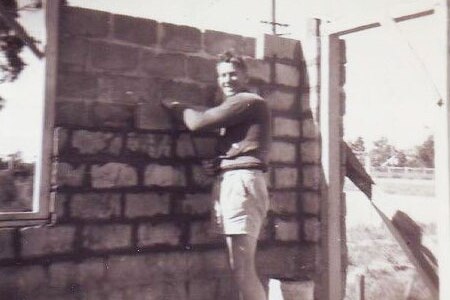 English immigrant George Brown building his house at Darra in Brisbane's south-west, in the 1960s.