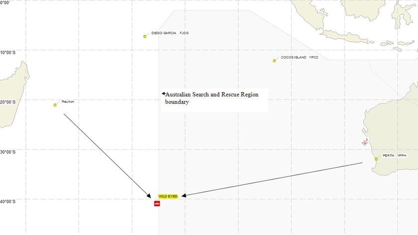 A map of the search and rescue area where teen sailor Abby Sunderland is believed to be missing.