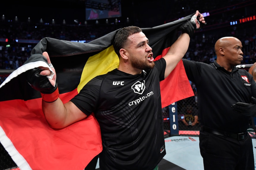 Tuivasa celebrates his win over Hardy