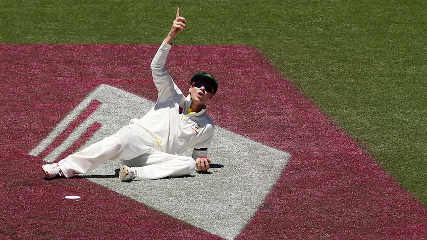 Steve Smith points to Spidercam