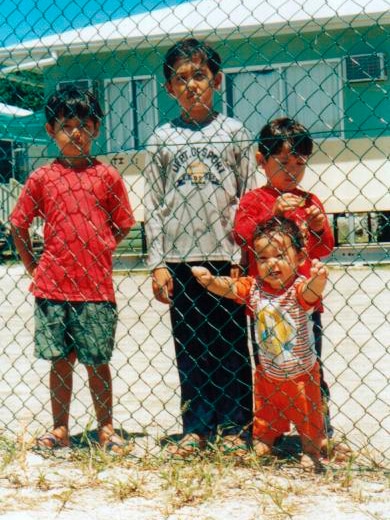 Children behind fence in Nauru