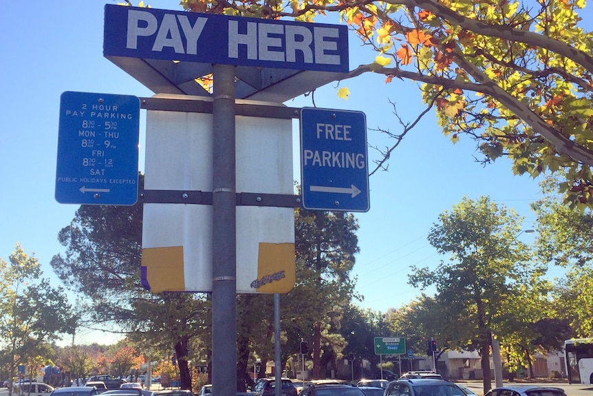 Free parking sign in a carpark